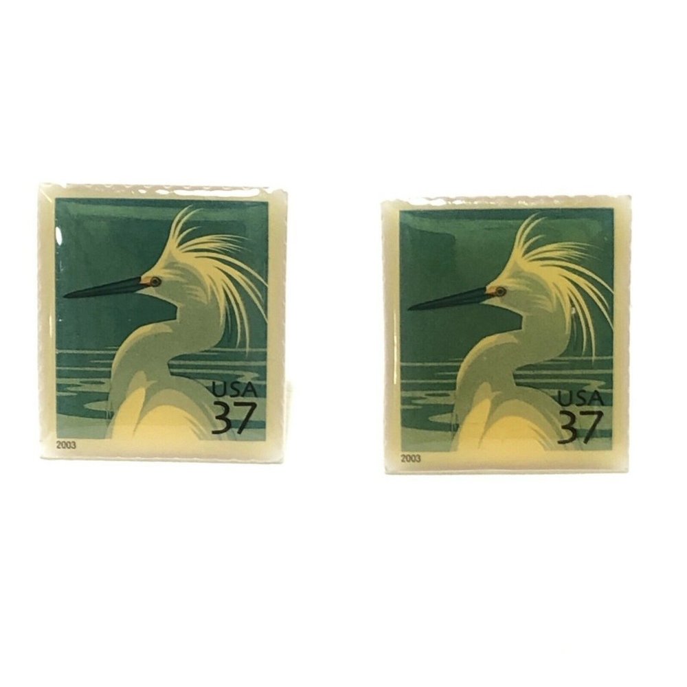 >>SOLD<< Vintage Enamel Heron Postage Stamp